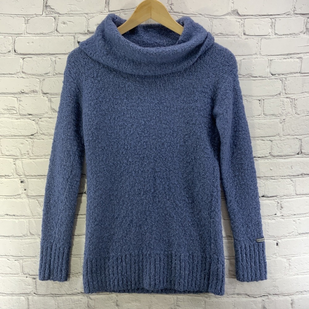 Columbia Wool Blend Sweater Womens Sz‎ XS Purple Cowl Neck